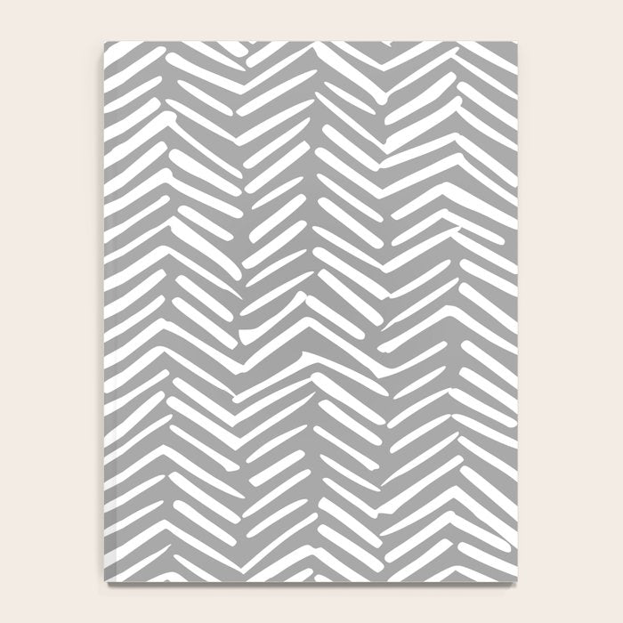 Abstract Herringbone Pattern, Rustic, Gray and White Notebook Gallery Image 4