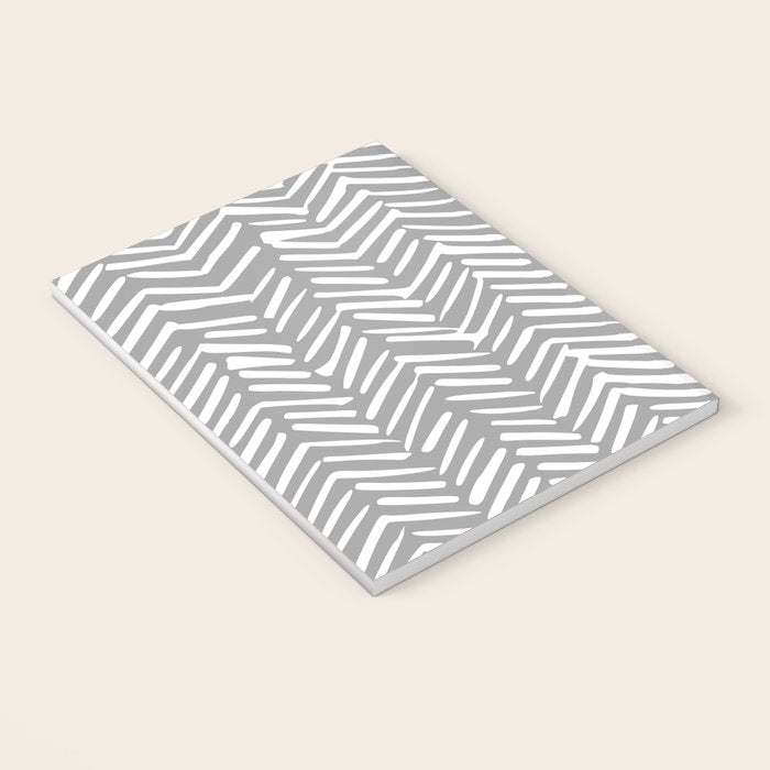 Abstract Herringbone Pattern, Rustic, Gray and White Notebook Gallery Image 3
