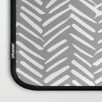 Abstract Herringbone Pattern, Rustic, Gray and White Laptop Sleeve Gallery Image 3