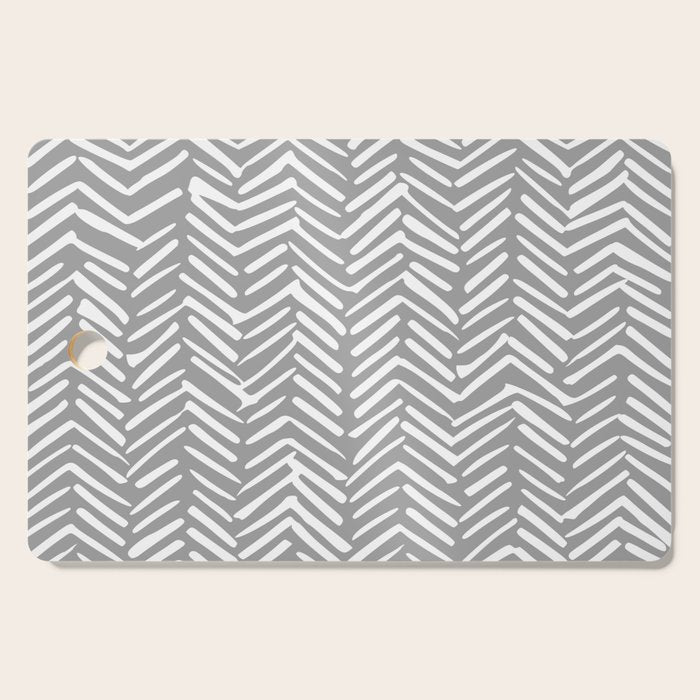 Abstract Herringbone Pattern, Rustic, Gray and White Cutting Board Gallery Image 1