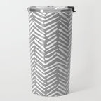 Abstract Herringbone Pattern, Rustic, Gray and White Travel Mug Gallery Image 2