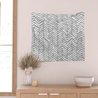 Abstract Herringbone Pattern, Rustic, Gray and White Wall Tapestry Gallery Image 2