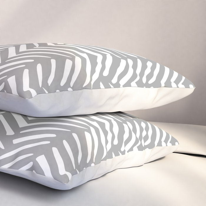 Abstract Herringbone Pattern, Rustic, Gray and White Pillow Sham Gallery Image 3