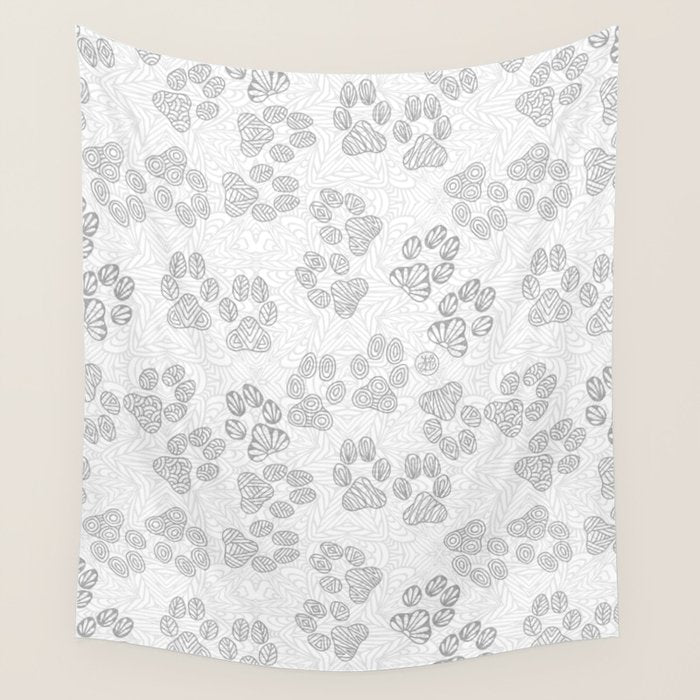 Puppy Paw Prints Wall Tapestry Gallery Image 2