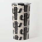 Southwestern Modern Desert Cactus Pattern 860 Black and Linen White Travel Mug Gallery Image 1