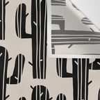 Southwestern Modern Desert Cactus Pattern 860 Black and Linen White Wall Tapestry Gallery Image 3
