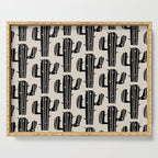 Southwestern Modern Desert Cactus Pattern 860 Black and Linen White Serving Tray Gallery Image 1