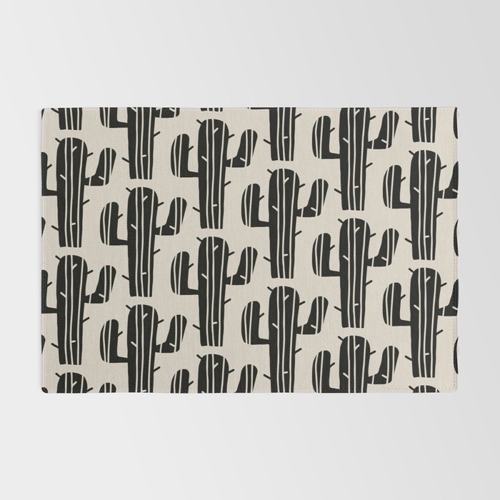 Southwestern Modern Desert Cactus Pattern 860 Black and Linen White Rug Gallery Image 2