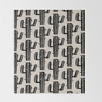 Southwestern Modern Desert Cactus Pattern 860 Black and Linen White Throw Blanket Gallery Image 2