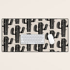Southwestern Modern Desert Cactus Pattern 860 Black and Linen White Desk Mat Gallery Image 1