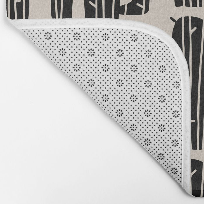 Southwestern Modern Desert Cactus Pattern 860 Black and Linen White Bath Mat Gallery Image 2