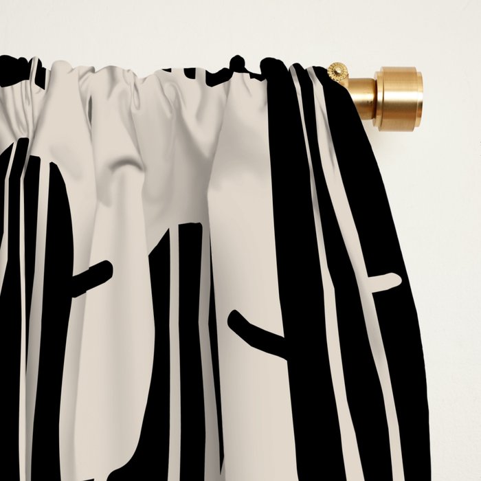 Southwestern Modern Desert Cactus Pattern 860 Black and Linen White Window Curtain Gallery Image 2