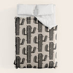 Southwestern Modern Desert Cactus Pattern 860 Black and Linen White Duvet Cover Gallery Image 6