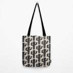 Southwestern Modern Desert Cactus Pattern 860 Black and Linen White Tote Bag Gallery Image 2