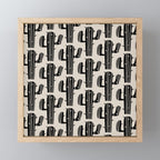 Southwestern Modern Desert Cactus Pattern 860 Black and Linen White Mini Art Print Gallery Image 1
