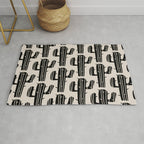 Southwestern Modern Desert Cactus Pattern 860 Black and Linen White Rug Gallery Image 1