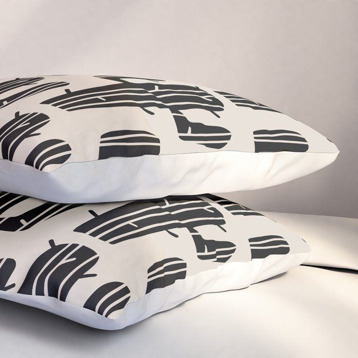 Southwestern Modern Desert Cactus Pattern 860 Black and Linen White Pillow Sham Gallery Image 3