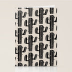 Southwestern Modern Desert Cactus Pattern 860 Black and Linen White Stationery Card Gallery Image 2