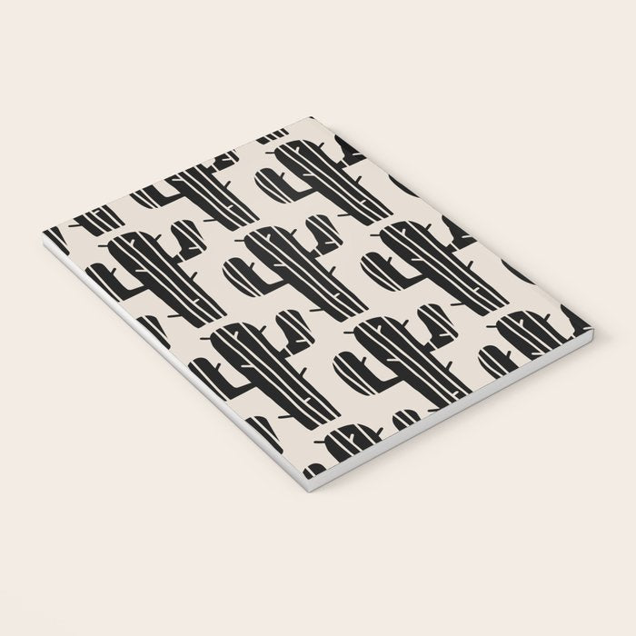 Southwestern Modern Desert Cactus Pattern 860 Black and Linen White Notebook Gallery Image 3