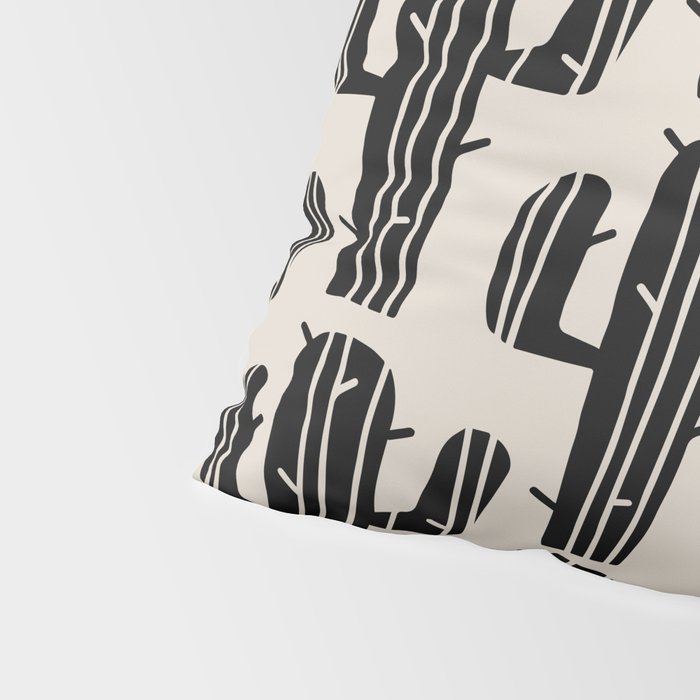 Southwestern Modern Desert Cactus Pattern 860 Black and Linen White Pillow Sham Gallery Image 4