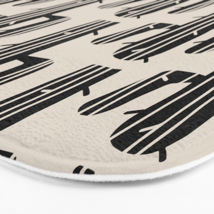 Southwestern Modern Desert Cactus Pattern 860 Black and Linen White Bath Mat Gallery Image 3