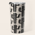Southwestern Modern Desert Cactus Pattern 860 Black and Linen White Travel Mug Gallery Image 3