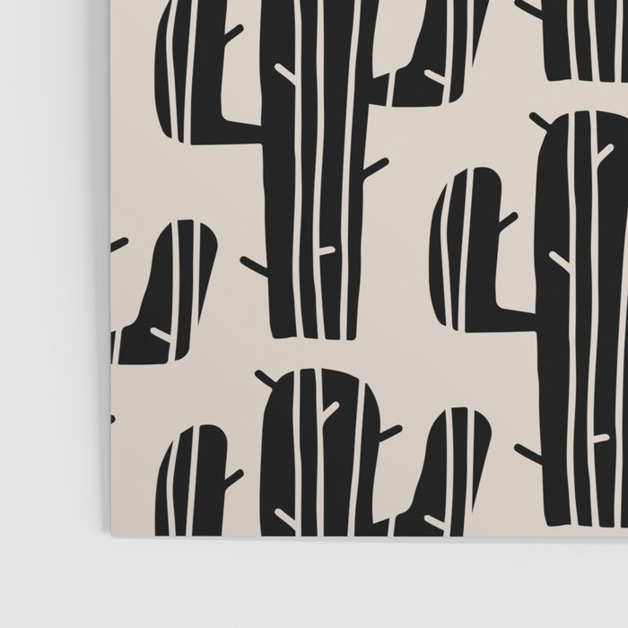 Southwestern Modern Desert Cactus Pattern 860 Black and Linen White Poster Gallery Image 3
