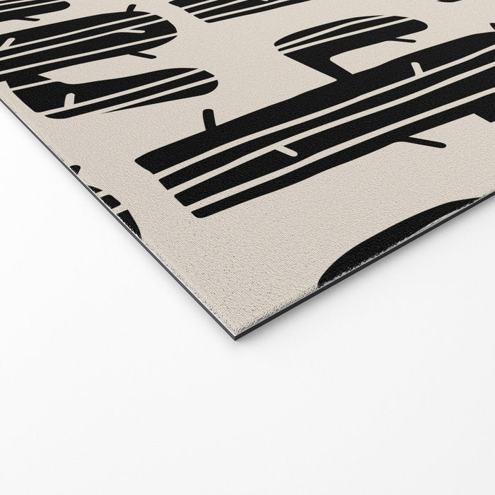 Southwestern Modern Desert Cactus Pattern 860 Black and Linen White Welcome Mat Gallery Image 2