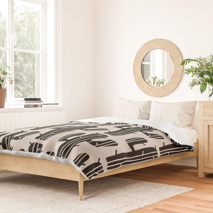 Southwestern Modern Desert Cactus Pattern 860 Black and Linen White Duvet Cover Gallery Image 2
