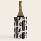 Southwestern Modern Desert Cactus Pattern 860 Black and Linen White Wine Chiller Gallery Image 1