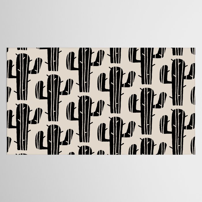 Southwestern Modern Desert Cactus Pattern 860 Black and Linen White Tablecloth Gallery Image 2