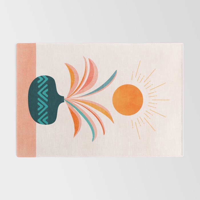 Sun Worship Colorful Plant Illustration Rug Gallery Image 2