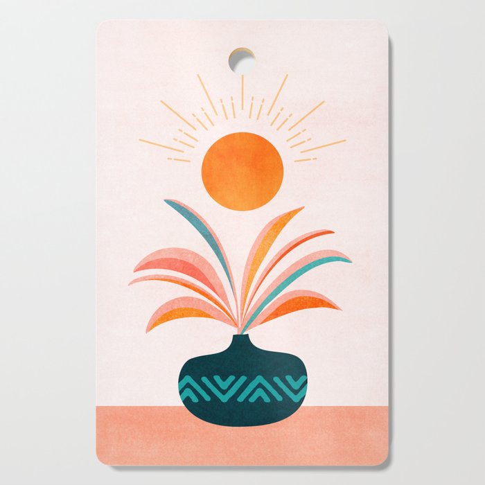 Sun Worship Colorful Plant Illustration Cutting Board Gallery Image 1