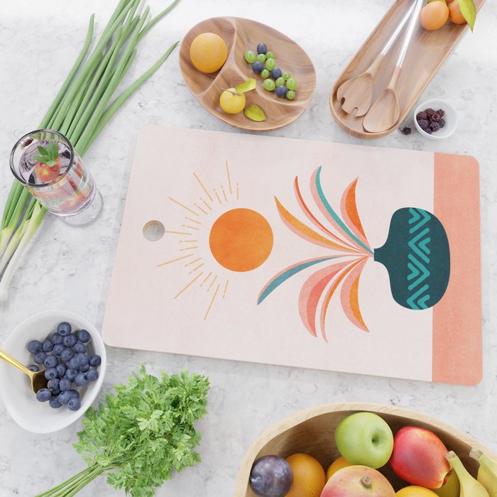 Sun Worship Colorful Plant Illustration Cutting Board Gallery Image 2