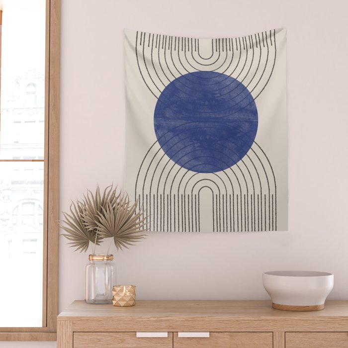 Blue Contemporary Design Wall Tapestry Gallery Image 2