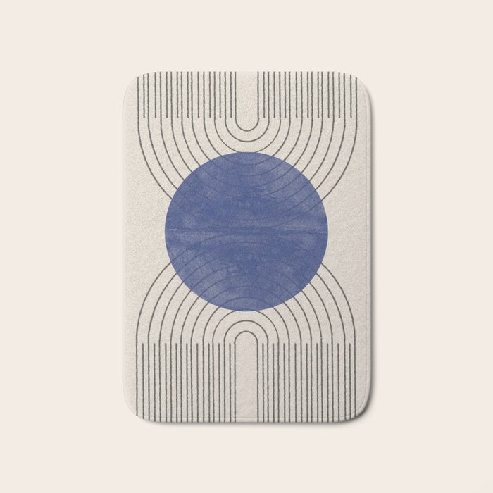Blue Contemporary Design Bath Mat Gallery Image 1