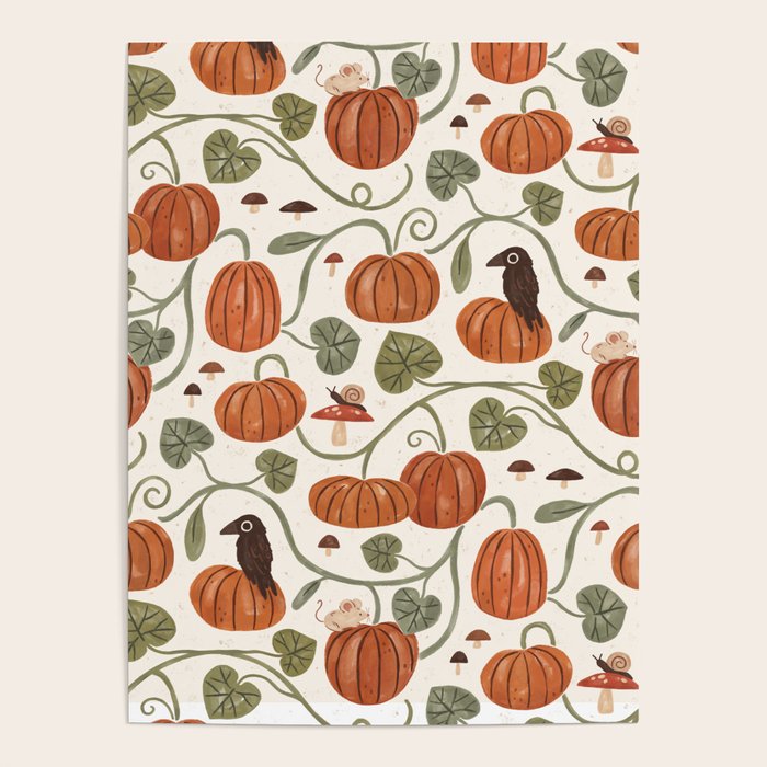 Gouache Pumpkin Patch Poster Gallery Image 1