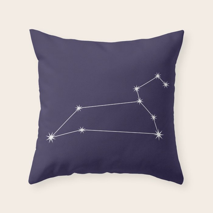 Leo Zodiac Star Constellation Line Art Dark Purple Throw Pillow Gallery Image 1