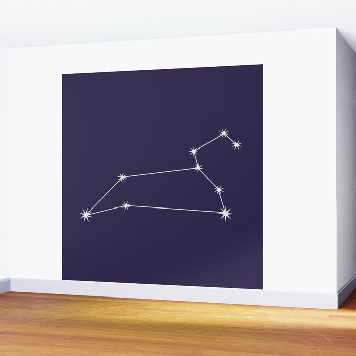 Leo Zodiac Star Constellation Line Art Dark Purple Wall Mural Gallery Image 2