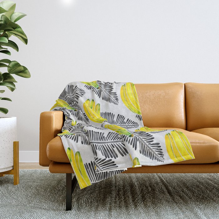Banana Bunch - Yellow & Black Palette Throw Blanket Gallery Image 1