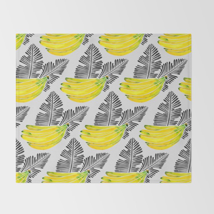 Banana Bunch - Yellow & Black Palette Throw Blanket Gallery Image 2