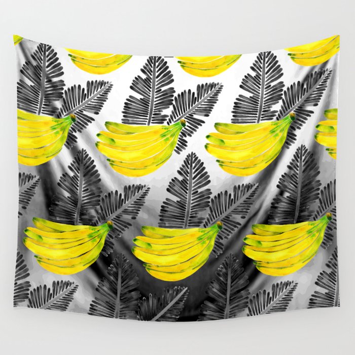 Banana Bunch - Yellow & Black Palette Wall Tapestry Gallery Image 1