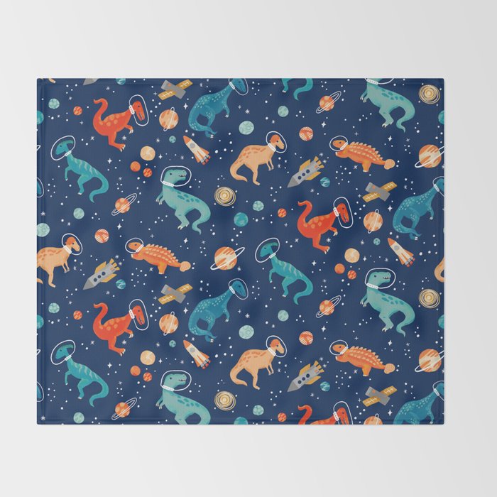 Painted Space Dinosaurs Throw Blanket Gallery Image 2