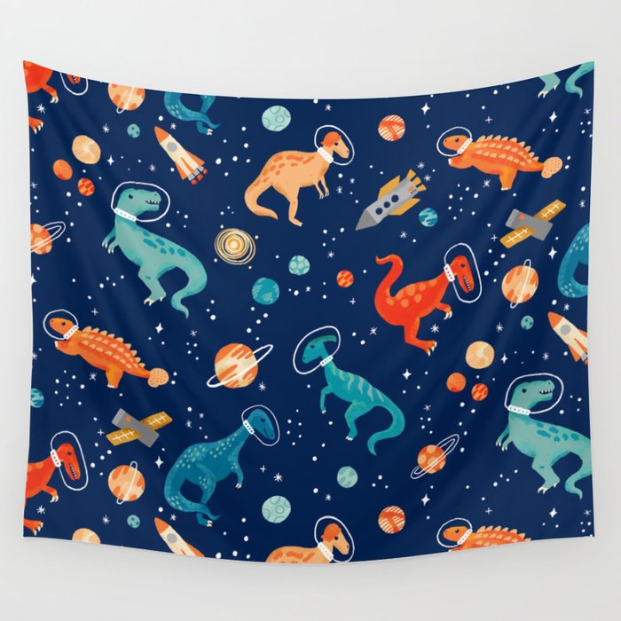 Painted Space Dinosaurs Wall Tapestry Gallery Image 4
