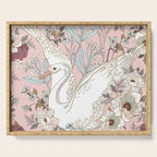 seamless floral pattern with white swan Serving Tray Gallery Image 1