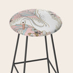 seamless floral pattern with white swan Stool Gallery Image 2