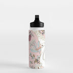seamless floral pattern with white swan Water Bottle Gallery Image 3