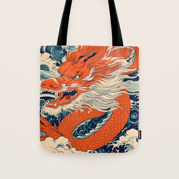 Ocean Storm Dragon Tote Bag Gallery Image 1
