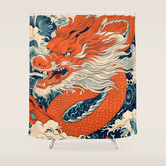 Ocean Storm Dragon Shower Curtain Gallery Image 1