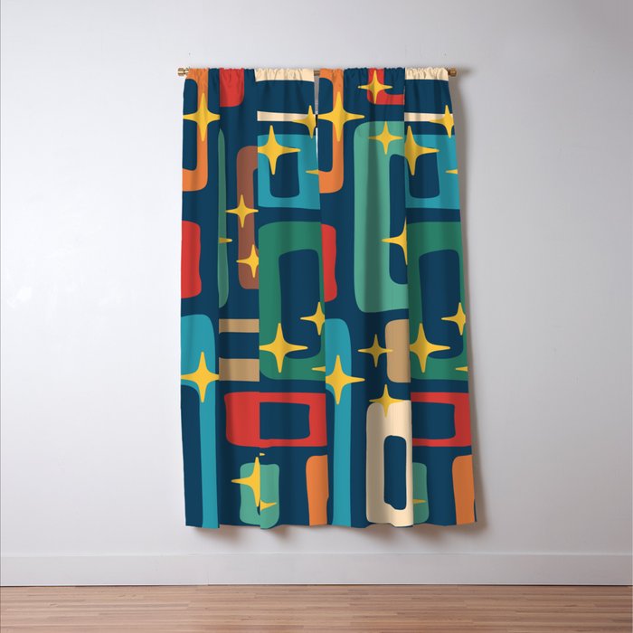 Retro Mid Century Modern Abstract Pattern 221 Window Curtain Gallery Image 3
